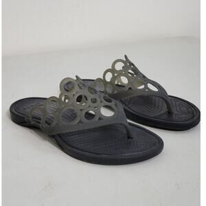 Crocs Sandals Womens 8 Adrina Bubbles Jelly Flip Flops Black Thongs Summer Fun